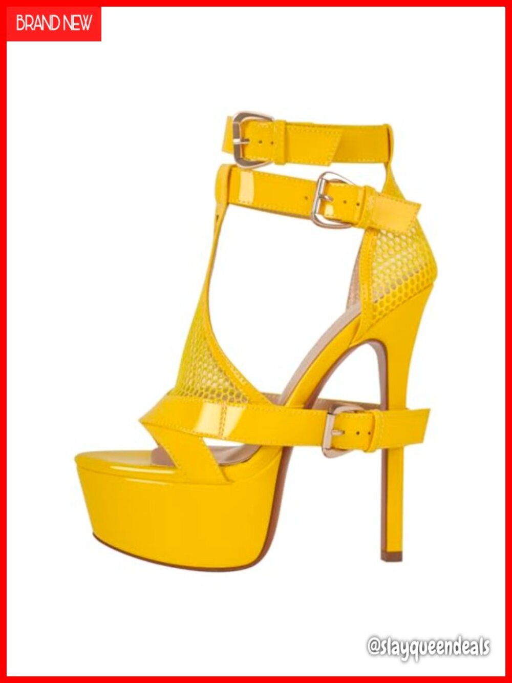 High Stiletto Heels Platform Mesh Buckle Open Toe Ankle Strap Dress Sandals